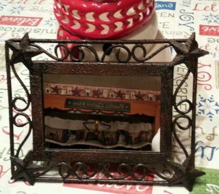 Ln ☆ Primitive Rustic Country Star Mirror Decor Euc photo