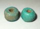 2 Ancient Egyptian Faience Beads 100ad Matched,  Rare,  12mm Diameter Egyptian photo 2