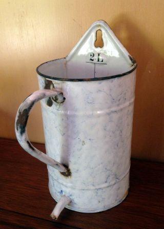 Antique 1800s Enema Victorian Marbled Blue White Enamel Medical Vintage Medicine photo