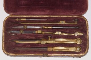 A Mid 19th Century Drawing Instruments Set - Carl Edward Kraft In Wien - 1840 Ca photo