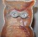 Antique C1910 Rostand 407e Owl Andirons W/amber Glass Eyes Hearth Ware photo 2