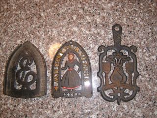3 Different Vintage Antique Sad Iron Cast Iron Trivet photo