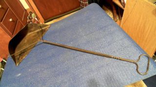 Antique Dust Pan,  Long Wire Handle,  No Bending Over,  As Found,  Great Patina photo