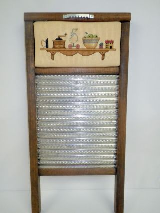 Needle Point Dubl Handi Vintage Washboard By Columbus Country Decor Collectible photo