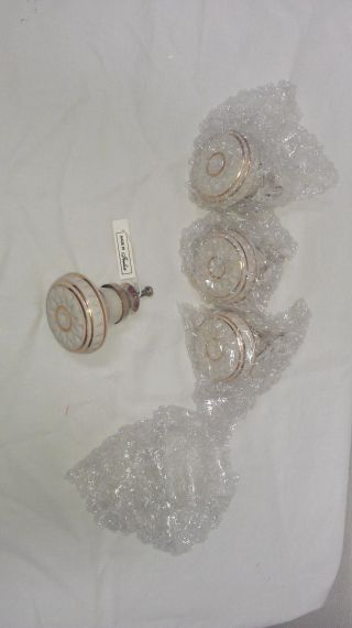 New Cabinet Drawer Knobs 4pc Set Off White & Gold & Silver Ceramic/porcelain photo