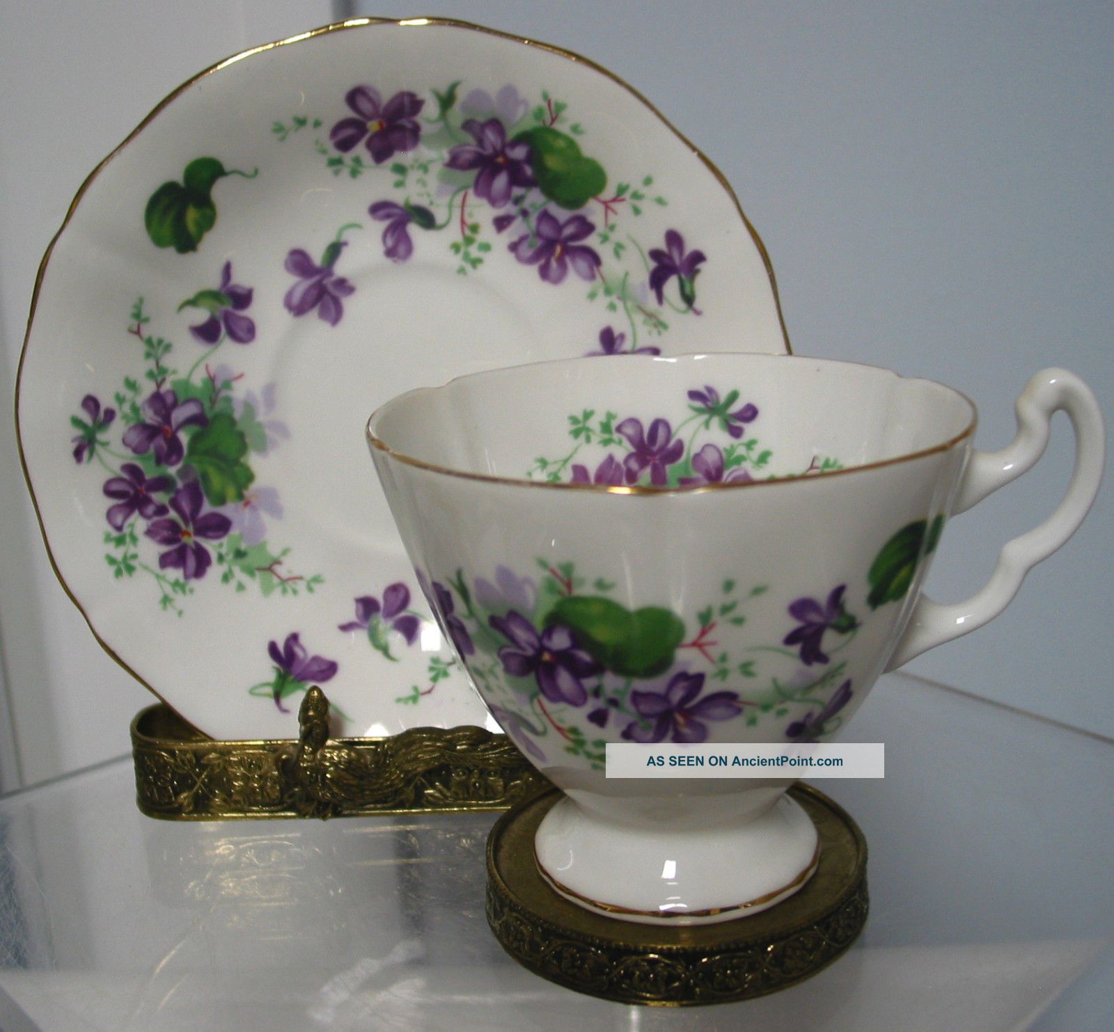 , Vintage Adderley Cup And Saucer Violets England,  H 890 Cups & Saucers photo