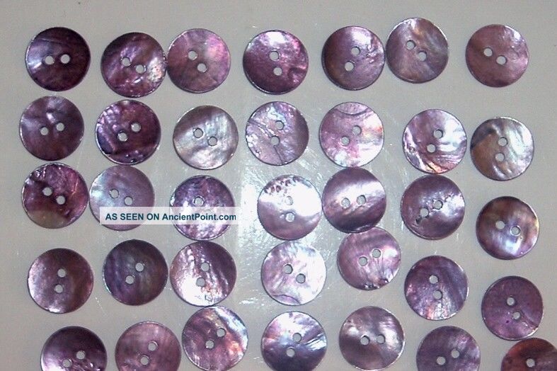 51 Antique Mop Shell Buttons - Purple - Old Mother Of Pearl Shell Button Buttons photo