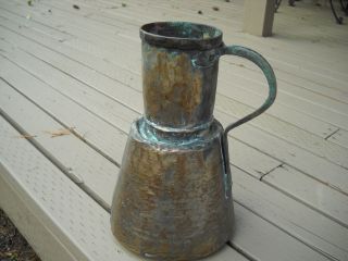 Antique Hammered Brass Water Jug,  1 1/2 Gal. photo