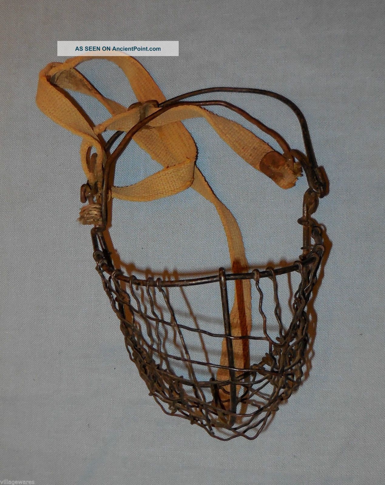 Old Ranch Or Farm Primitive Calf Weaner In Metal Wire With Strap Primitives photo