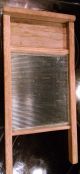 Authentic Antique Wooden Glass Laundry Wash Board 1940 ' S - 18 X 9 Primitives photo 1