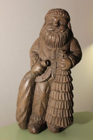 Santa Claus Christmas Tree Wooden Paper Mache Mold Wood Sculpture Woodcarving photo
