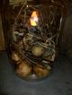 Primitive Early Style Pantry Jar,  Farmhouse Buttery Light,  Gourds,  Grass,  Rusty Lids Primitives photo 4