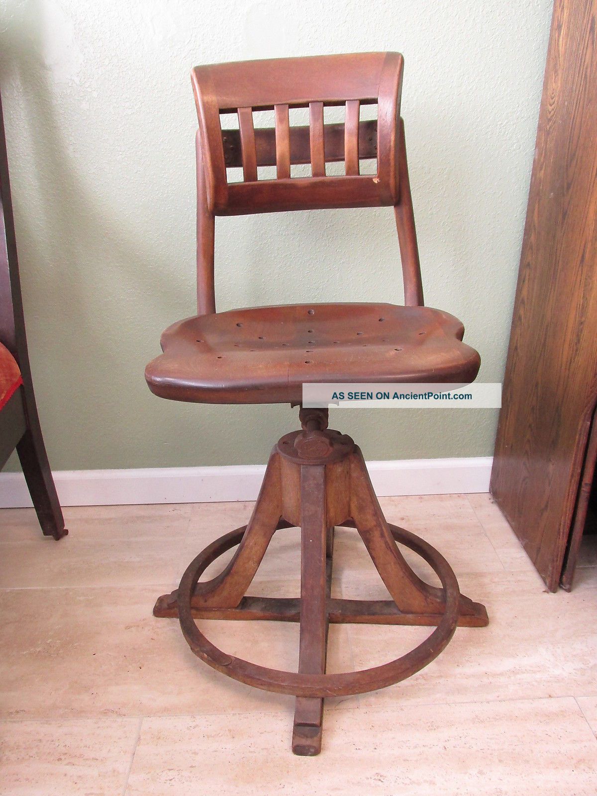 Sikes Vintage Switchboard Operator Chair Rare Industrial Factory Loft Stool B 1900-1950 photo