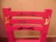 Vintage Red Wooden Slat Seat Child ' S Chair Ladder Back Cat Themed Wood Post - 1950 Post-1950 photo 1