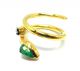Diamond & Colombian Emerald Gold Plated Vintage Look Jewelry Snake Ring Size 7 Islamic photo 1