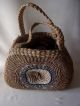 Rare Antique Handmade Straw Handle Bag 1 Primitives photo 2