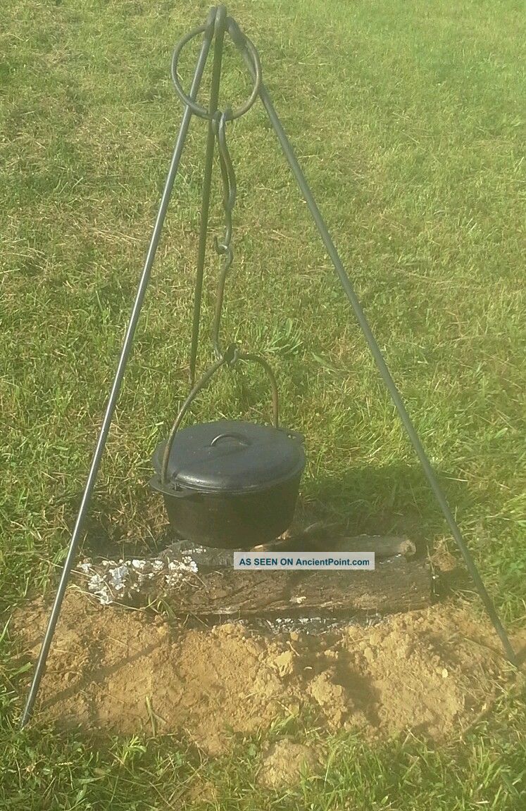 Iron Cooking Tripod Or Cook Rack,  Reenactors,  Open Fire Cooking,  Blacksmith Primitives photo
