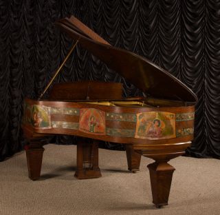Antique Heintzman Prairie / Craftsman Style Oak Grand Piano.  See & Hear Video photo
