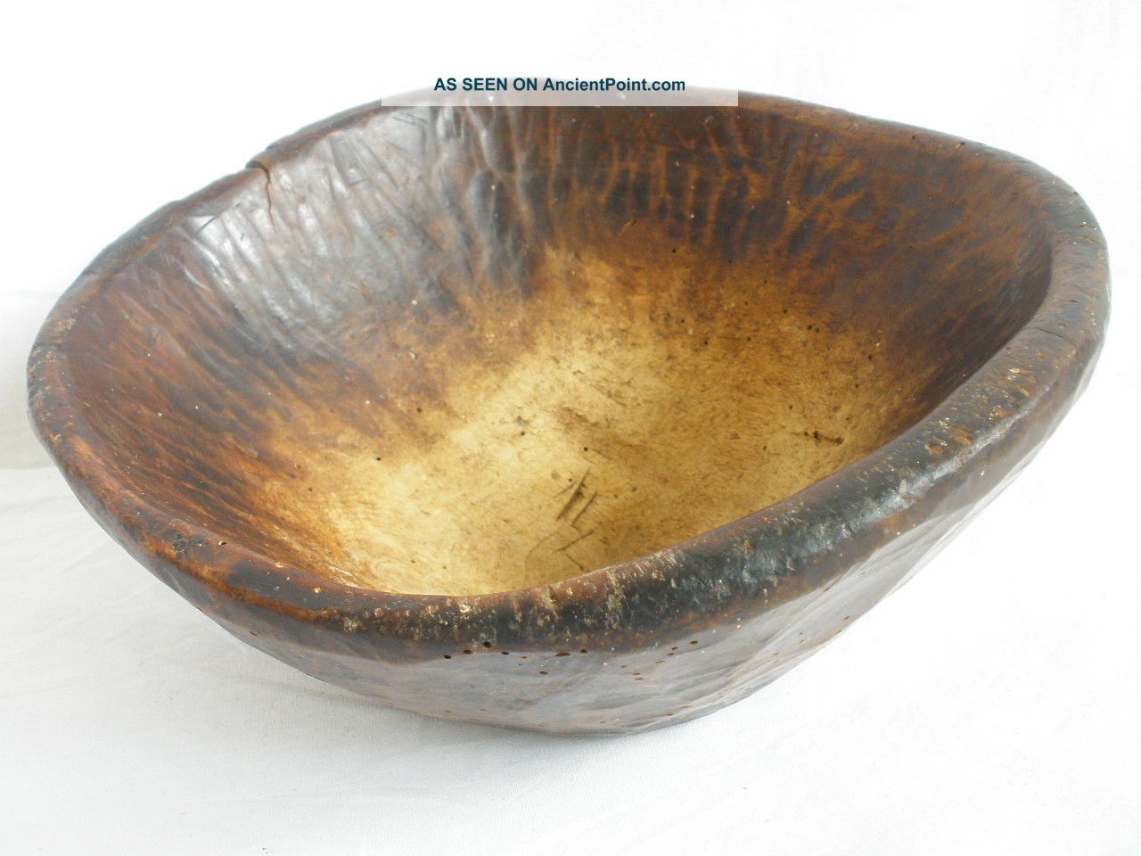 Wood Primitive Antique Edge Crafted Older Hand Made Carved Bowl Art Of Nature Primitives photo