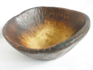 Wood Primitive Antique Edge Crafted Older Hand Made Carved Bowl Art Of Nature photo