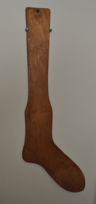 Antique Walkerton Wood Sock Stretcher Form Mold Display - 28 