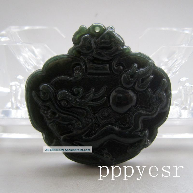 Fine Carved Chinese Hetian Jade Dragon Horse Pendant Nr Necklaces & Pendants photo