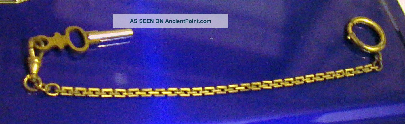 Gold Filled Pocket Watch Chain Fob,  And Key In,  Chain 6 1/2  Long Primitives photo