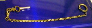 Gold Filled Pocket Watch Chain Fob,  And Key In,  Chain 6 1/2  Long photo