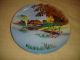 Vintage Handpainted Plate - Hut By Water - Swans - Signed Yochidas? - Fall Foliage Plates & Chargers photo 1