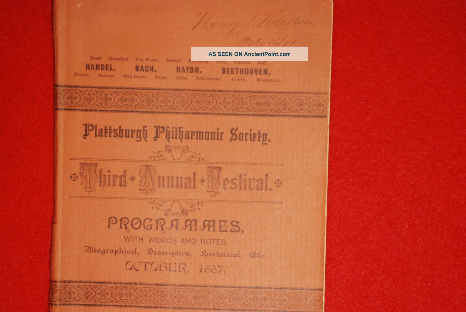 Rare Plattsburgh Philharmonic Society Festival Programmes 1887 Plus 2 Adv Other photo
