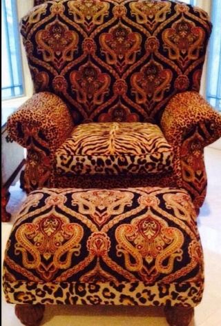 Huge Designer Club Chair & Ottoman Silk Chenille Velvet Karastan Fabric Mint photo