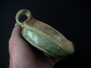 Rare Type Antique Dutch Glazed Pottery Tes/charcoal Vessel,  18th Century Ad. photo