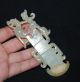 Rare Chinese Han Dy Old Jade Carved Person Ride Animal Axe Figure L 12.  0 Cm Other photo 9