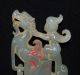 Rare Chinese Han Dy Old Jade Carved Person Ride Animal Axe Figure L 12.  0 Cm Other photo 1
