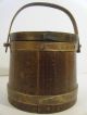 Antique Wooden Sugar Berry Firkin W/ Walnut Finish & Lid Pantry Box Swing Handle Primitives photo 2