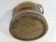 Antique Wooden Sugar Berry Firkin W/ Walnut Finish & Lid Pantry Box Swing Handle Primitives photo 4