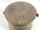 Antique Wooden Sugar Berry Firkin W/ Walnut Finish & Lid Pantry Box Swing Handle Primitives photo 7