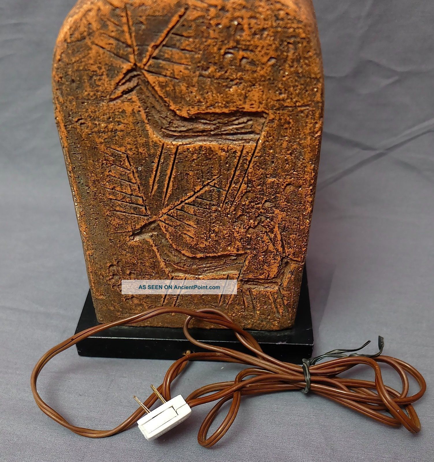 Mid Century Studio Brutalist Tall Table Lamp Incised Deer Mid-Century Modernism photo