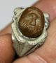 Roman Silver Emperor Carnelian Intaglio Ring With Brown Stone 200 Ad Roman photo 9