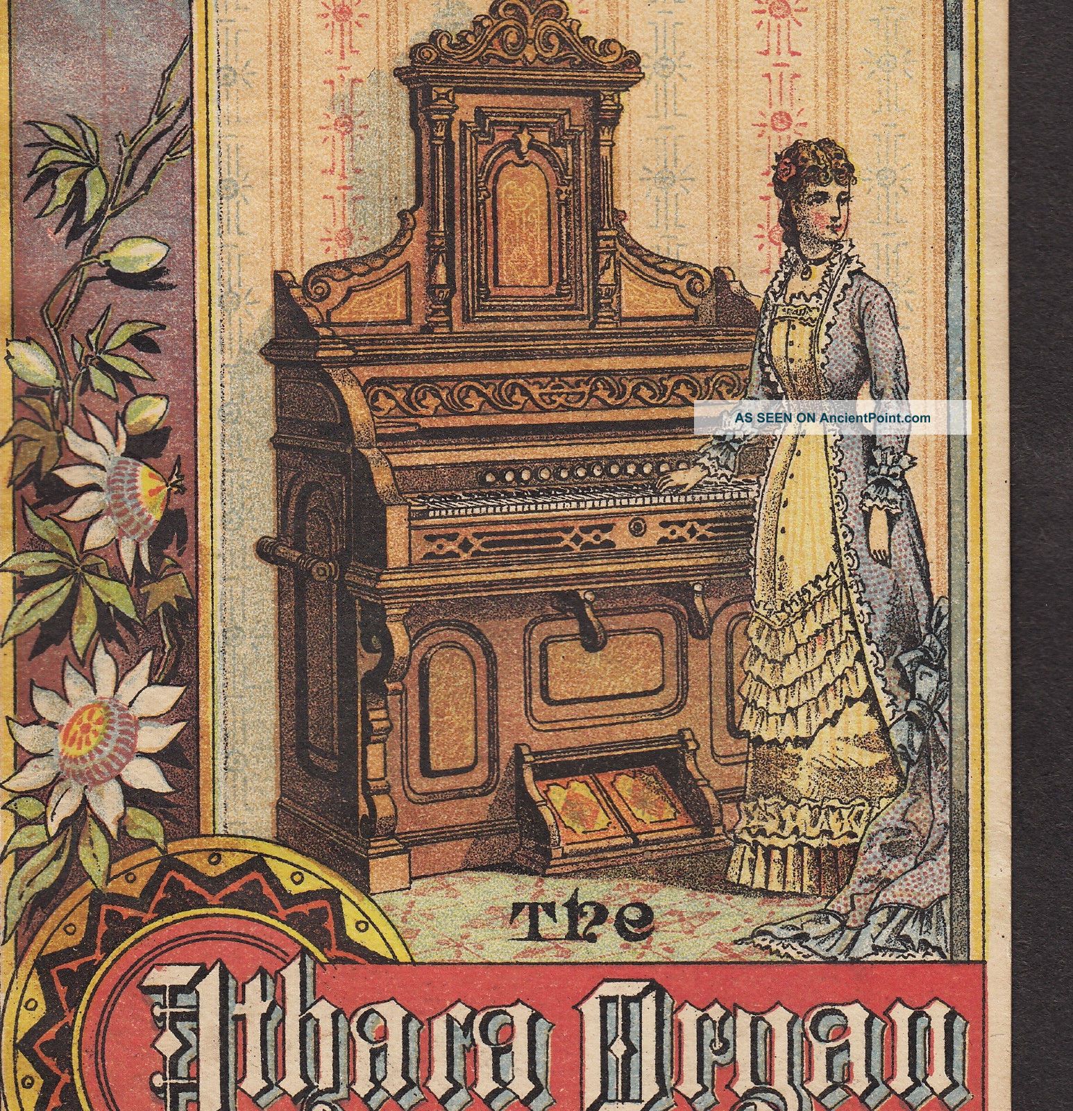 Ithaca Piano & Organ Co 19th Century Factory View Train Advertising Trade Card Keyboard photo