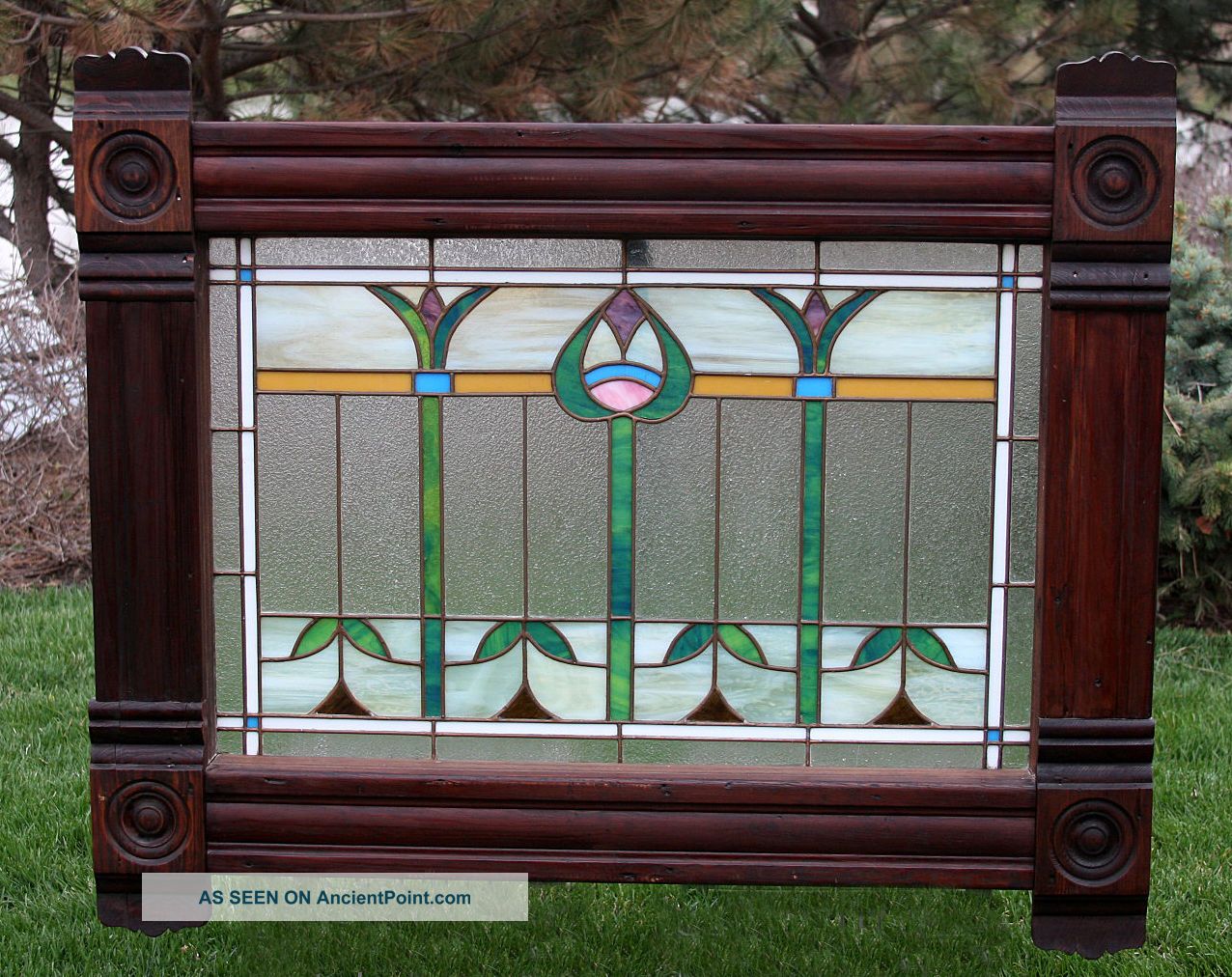 Antique Stained Glass Leaded (copper) Window Condition Cobalt Wow Pre-1900 photo