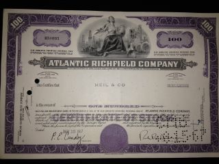 Arco Atlantic Richfield Gas Oil Issued Stock Certificate Now Part Of Bp photo