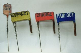 Vintage National Cash Register Dept.  Flags No Sale - Paid Out - Rec ' D On Acct - Charge photo