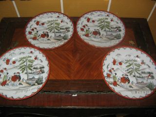 Set Of 4 Oriental Plates 7 3/4 