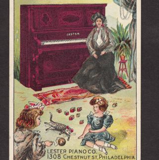 Lester Piano Philadelphia A.  M.  Ordway Hagerstown Md Cat Advertising Trade Card photo