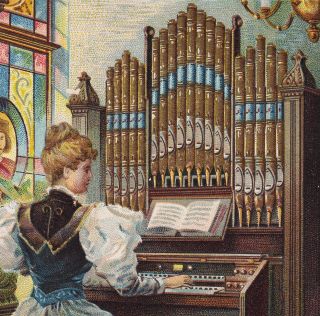 Fond Du Lac Wi Estey Phonorium Church Pipe Organ Piano Factory Advertising Card photo