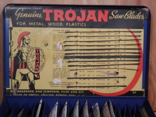 1950 Old Store Display Case Trojan Saw Blades Advertising Sign Full Of Blades photo