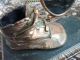 Antique Baby Frame Convex Glass And Bronze Baby Girls Shoe Metalware photo 2