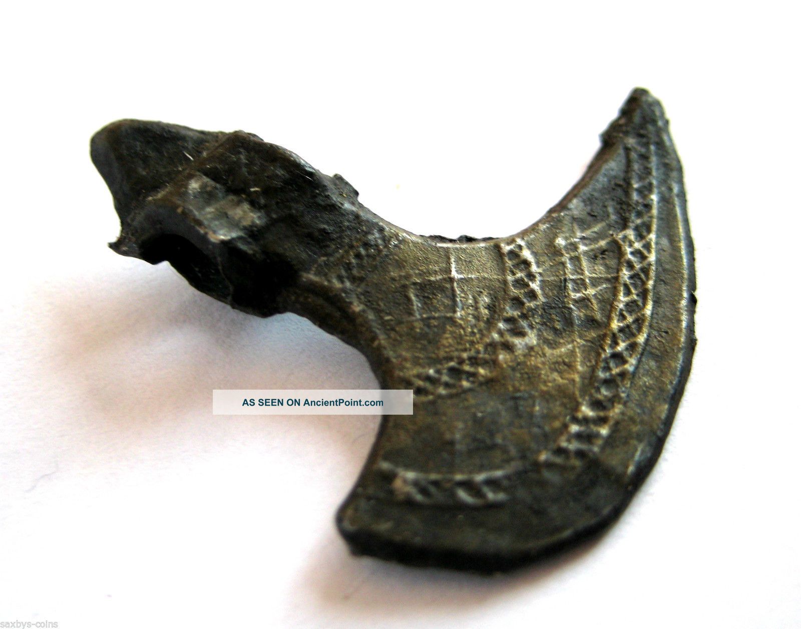 1200 A.  D Scarce British Found Medieval Period Pewter Executioners Axe Pendant.  Vf British photo