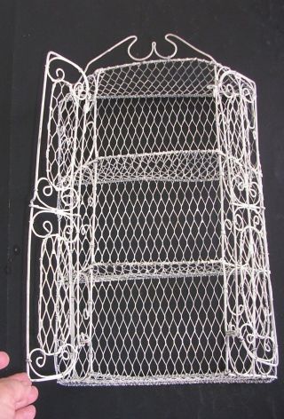 Vintage Style White Wire Cabinet/spice Rack/curio/table/wall Shelf French Countr photo